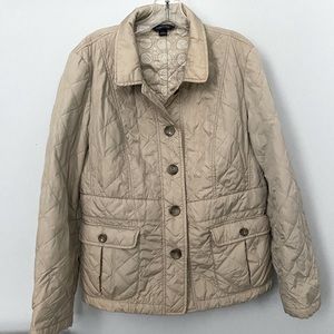 Land’s End Women’s Large khaki Beige quilted jacket